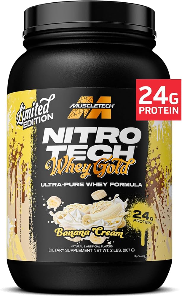 Muscletech NitroTech Whey Gold Banana Cream 907 g – Bananalı Premium Zülal ilə Sürətli Əzələ Bərpası - İdman qidaları Muscletech NitroTech Whey Gold Banana Cream 907 g – Bananalı Premium Zülal ilə Sürətli Əzələ Bərpası