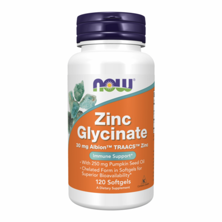 NOW Zinc Glycinate 30 mg — Sink Qlisinat, 120 Softgel Kapsul